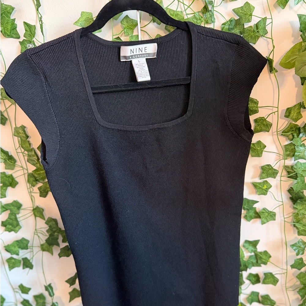 Nine & Co. Black Ribbed Tank Top